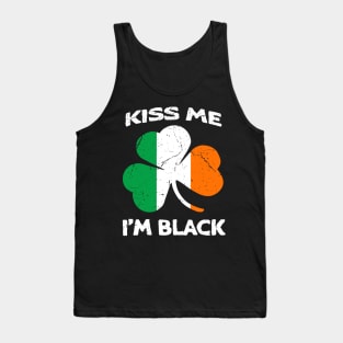 Kiss Me I'm Black Ireland Flag Shamrock St Patrick's Day Tank Top